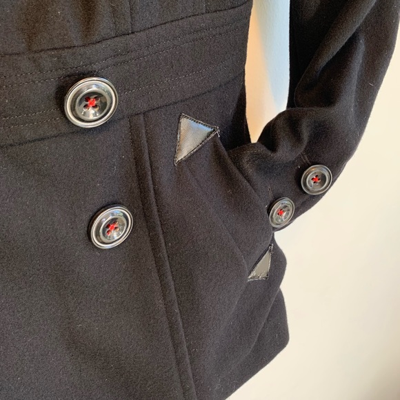 M60 Miss Sixty Black Wool Coat with gorgeous red color inside .Size M .🔥 - Picture 6 of 8